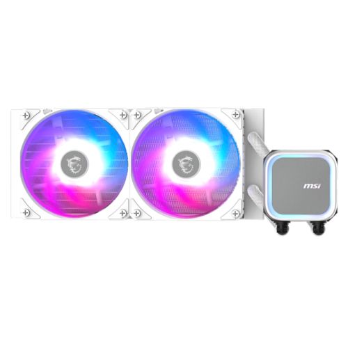CSH Online Shop MSI MAG CORELIQUID A13 240mm Liquid CPU Cooler, 2x CycloBlade 7 ARGB PWM Fans, ARGB Cooling Block, White MSI