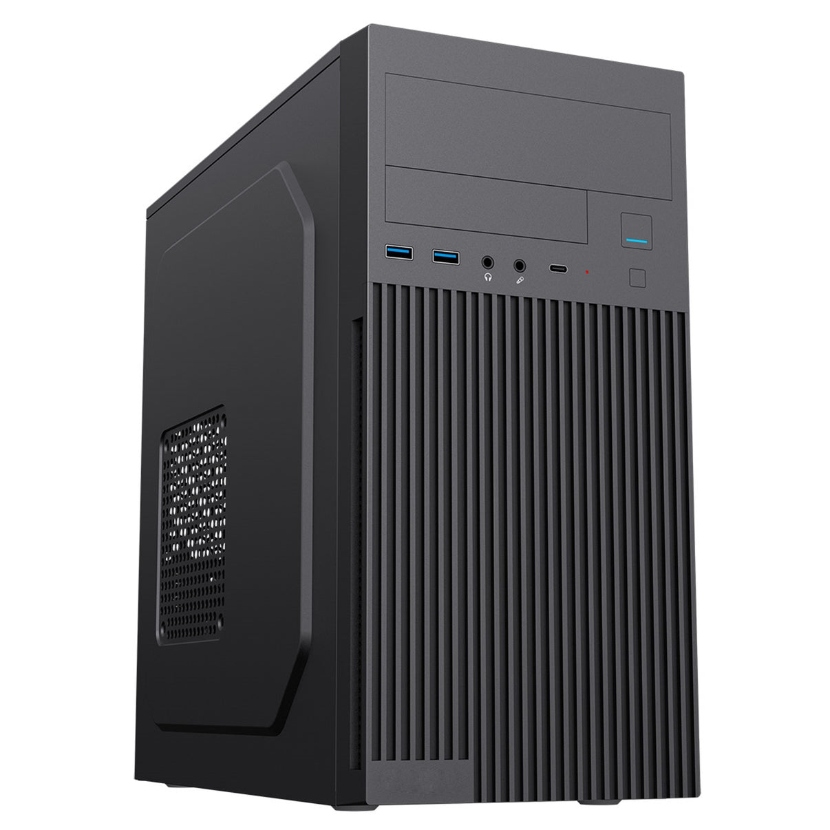 CiT Mentor Micro-ATX Office PC Case With USB Type C and 80mm Rear Black Fan Included