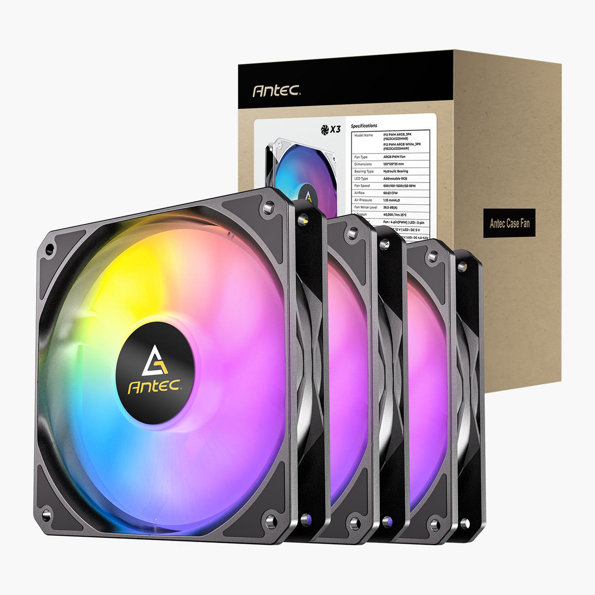 Antec P12 ARGB PWM 120mm Fan 3 pack - 4-Pin