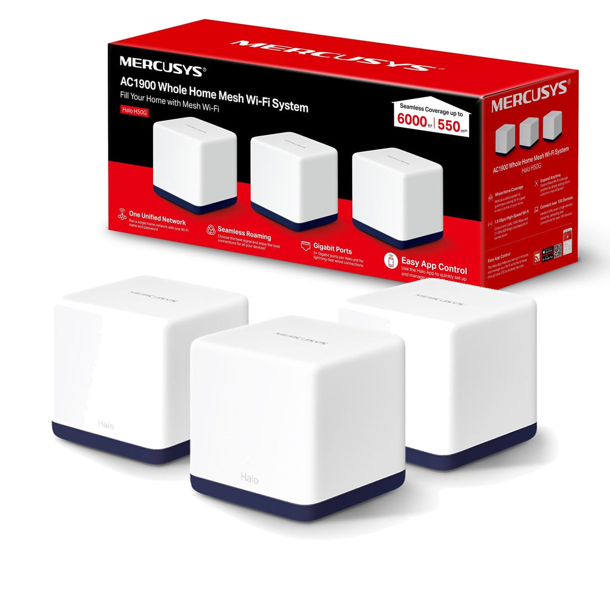 Mercusys Halo H50G (3-pack) AC1900 Whole Home Mesh Wi-Fi System
